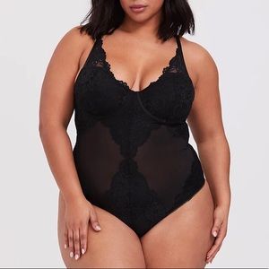Torrid  Black Mesh/Lace Underwire Thong Bodysuit 2X